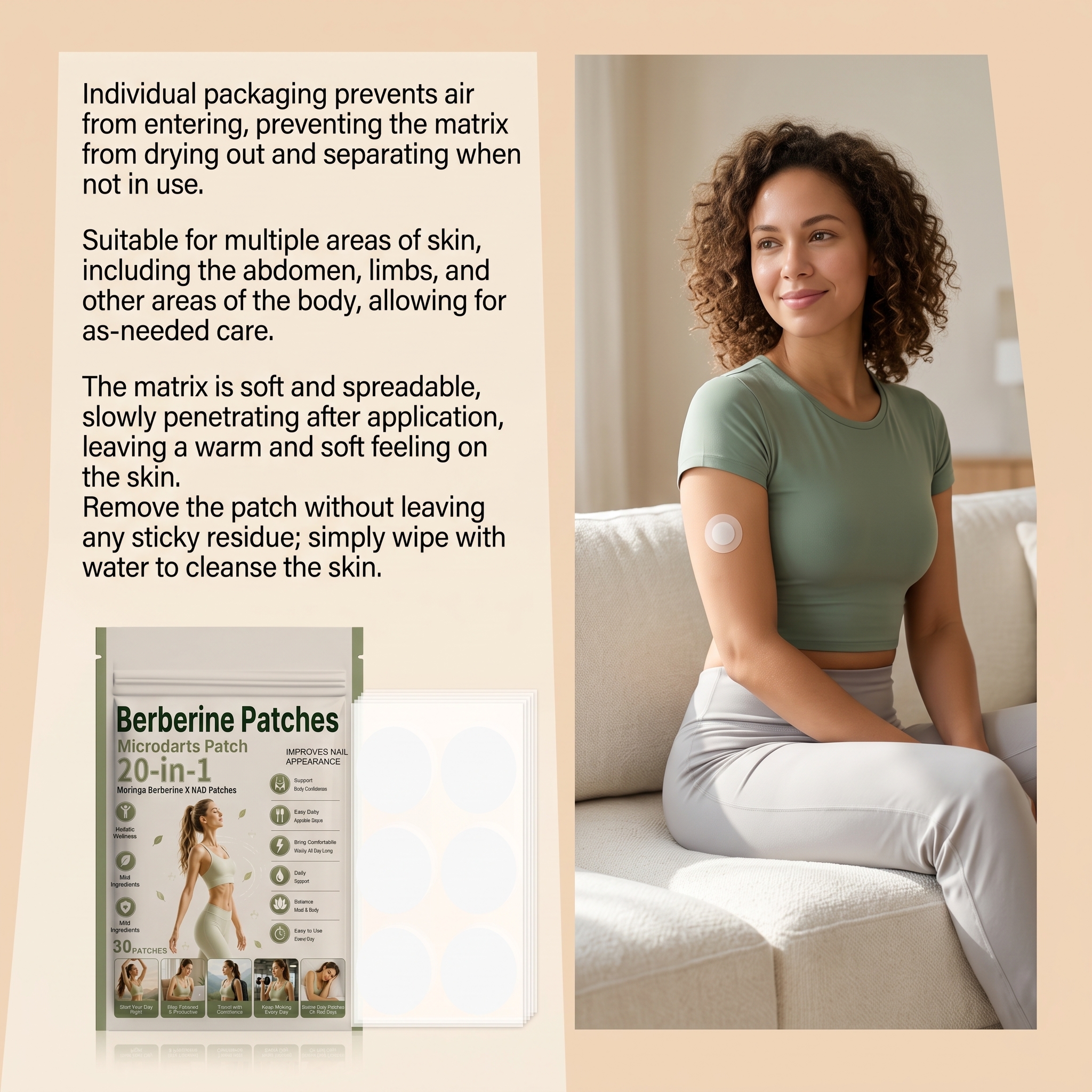 Berberine Auxiliary Patch Thin Soft Breathable Skin Friendly Light Body Comfort Daily Care
