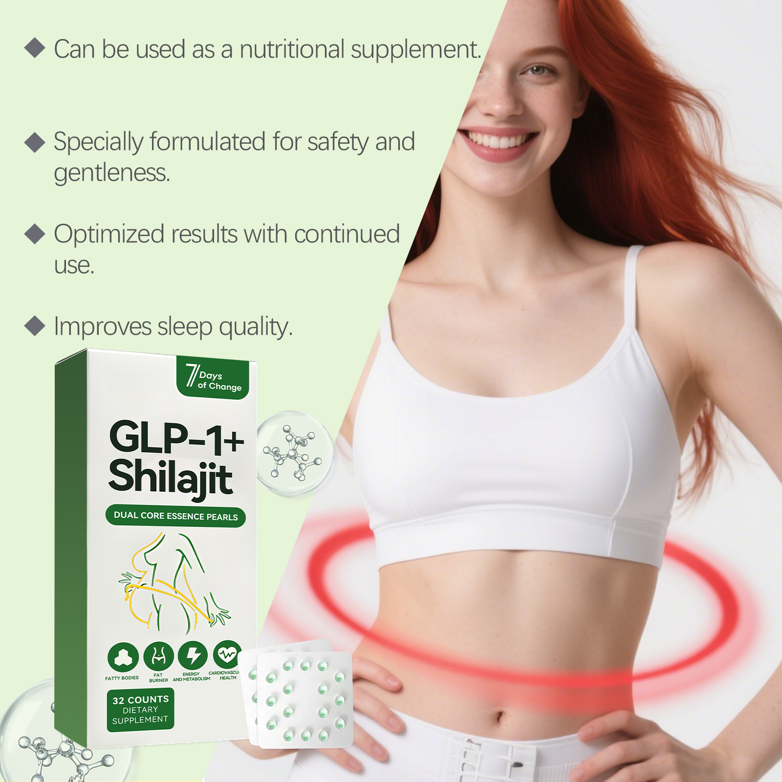 Body Care Bead Capsule Mild Ingredient Gentle Nourish Slim Figure Adjust Posture Daily Nutrition Supplement Oral Health Supply