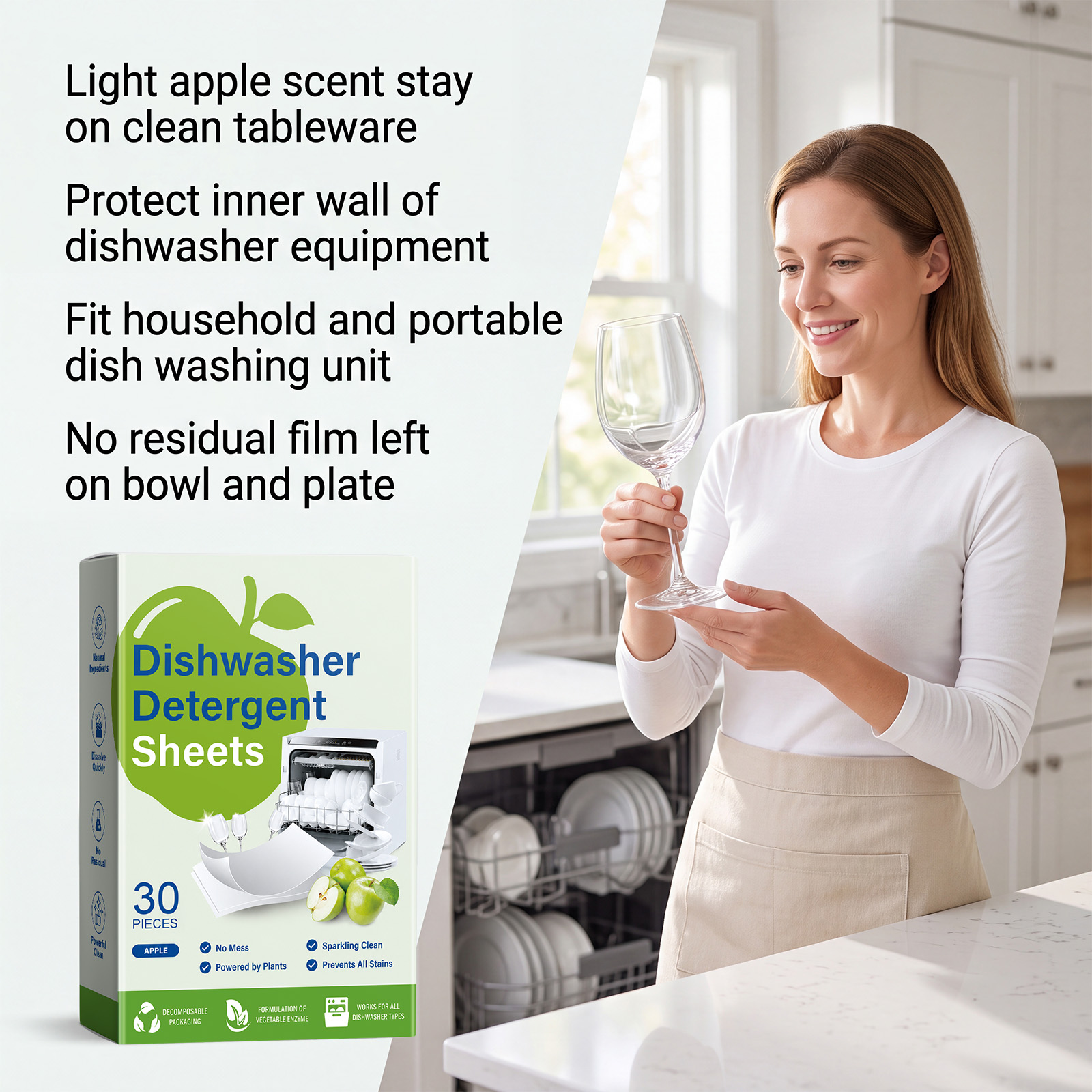 Dishwasher Cleaning Tablets Household Cleaning Stain Removing Odor Eliminating Convenient Fresh Care Appliance