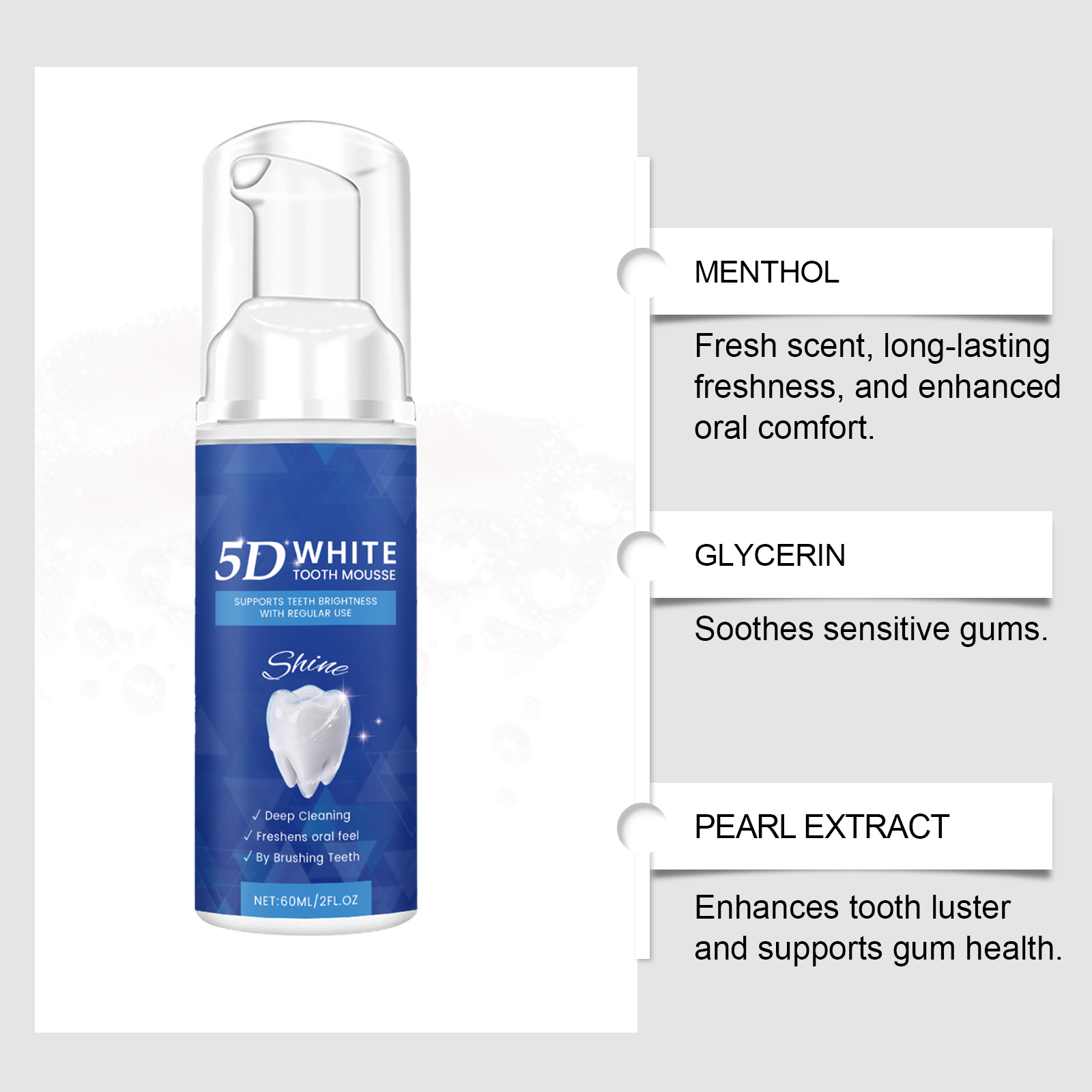 Whitening Dental Mousse Gentle Cleansing Protect Clean Teeth Daily Fresh Comfort Oral Care