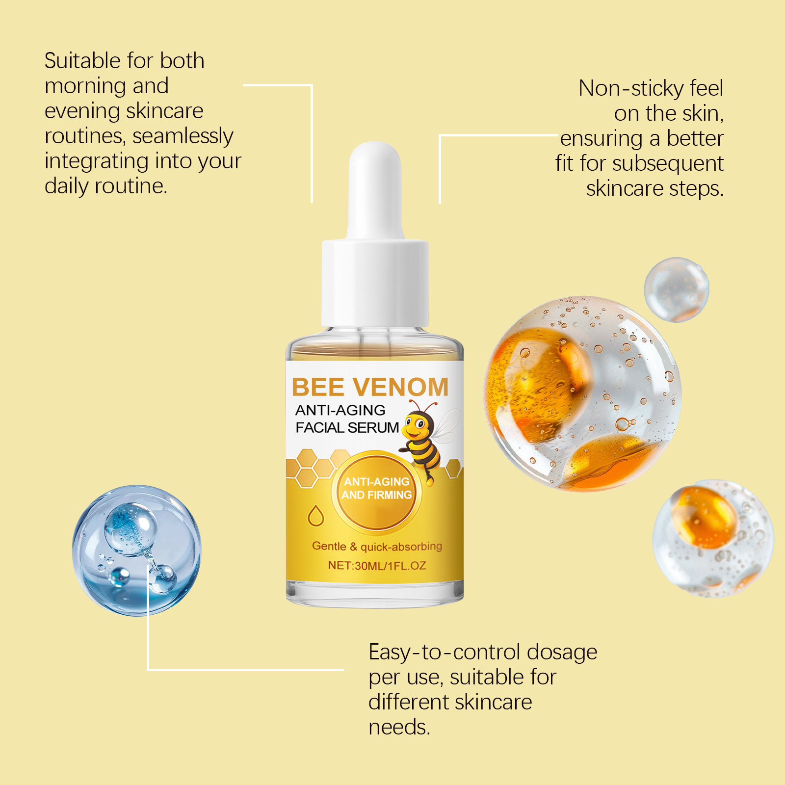 Bee Venom Moisturizing Essence Hydrating Nourishing Facial Skin Brightening Soft Refreshing Care Liquid