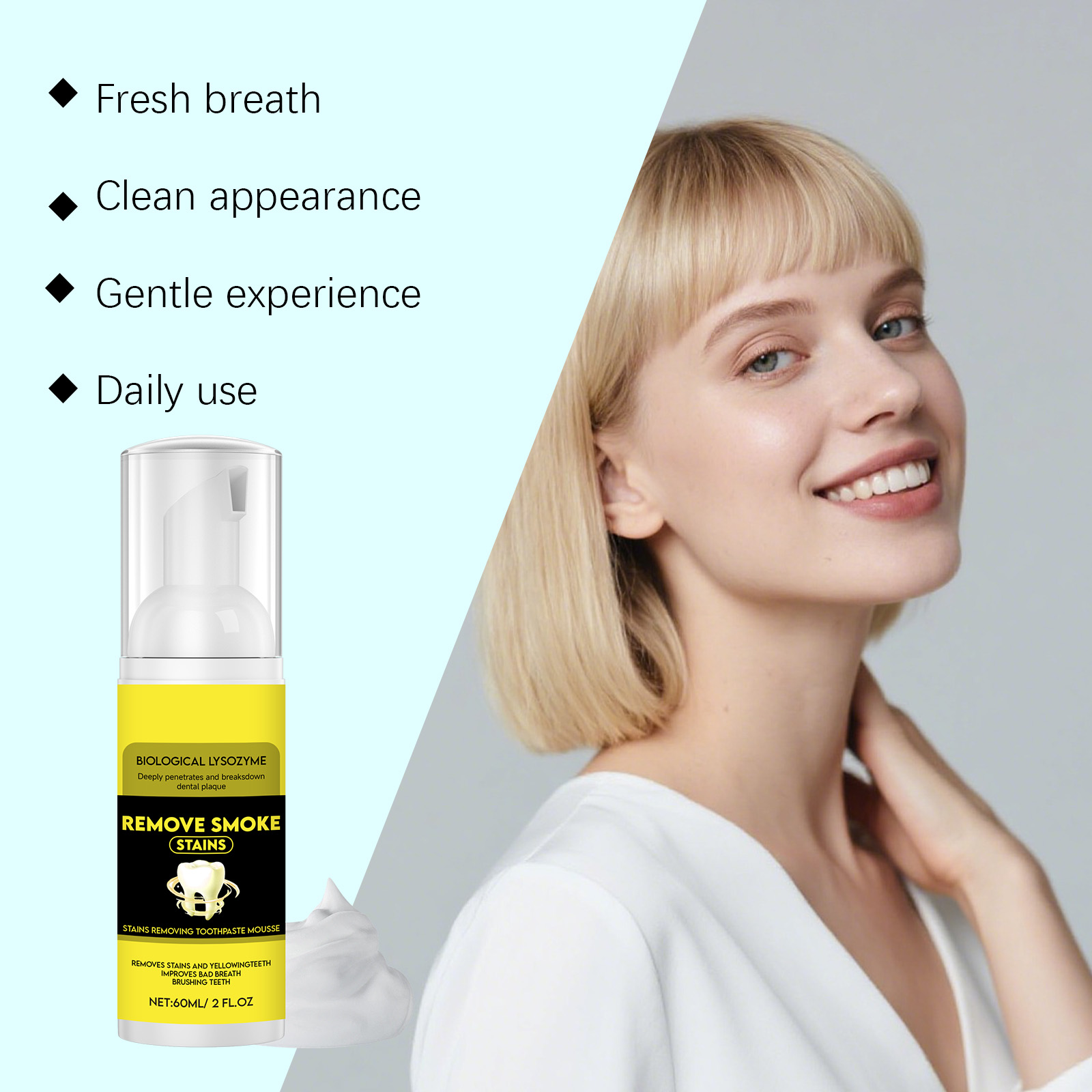 Mousse Toothpaste Fresh Mint Mild Clean Teeth Pure Mouth Portable Gentle Daily Care