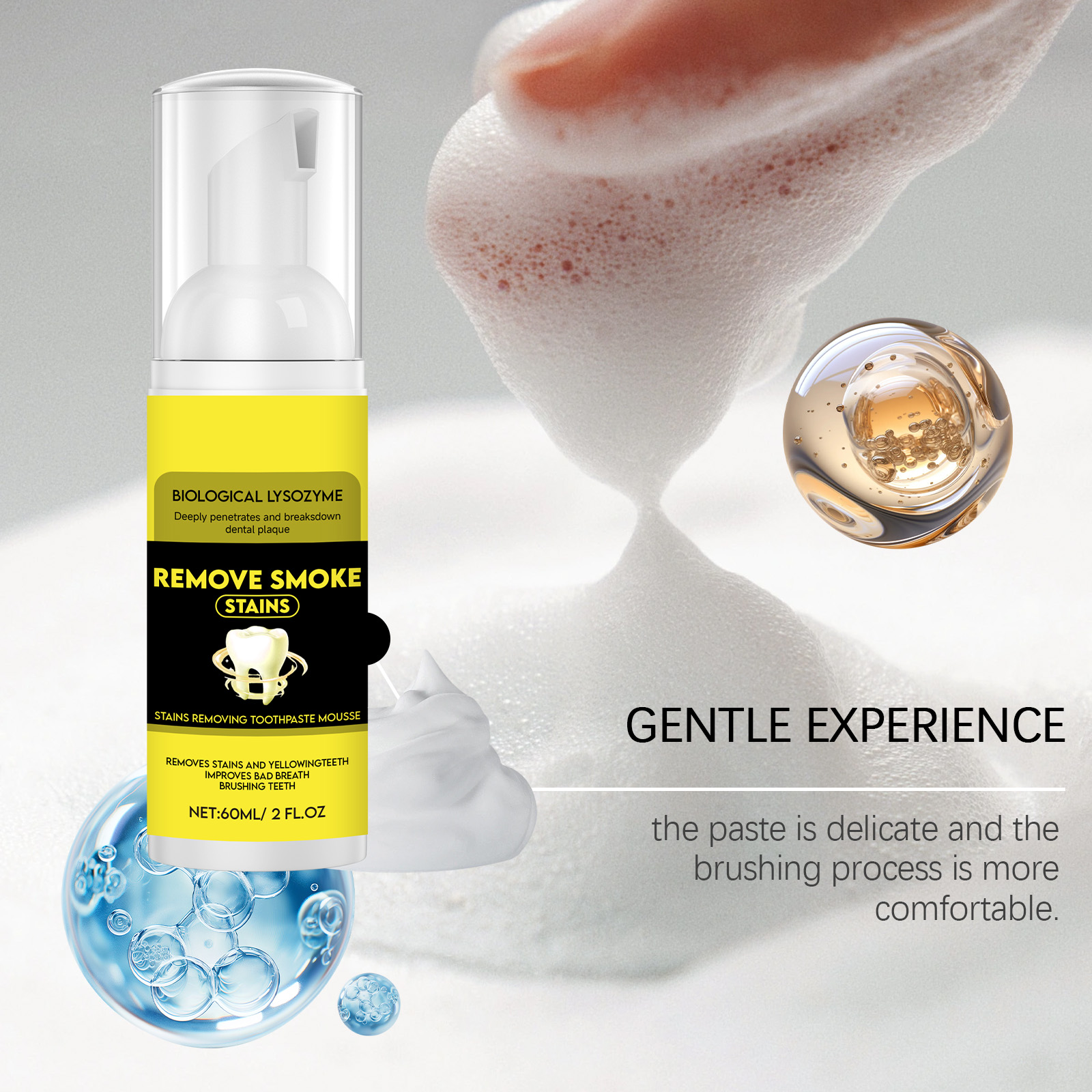 Mousse Toothpaste Fresh Mint Mild Clean Teeth Pure Mouth Portable Gentle Daily Care