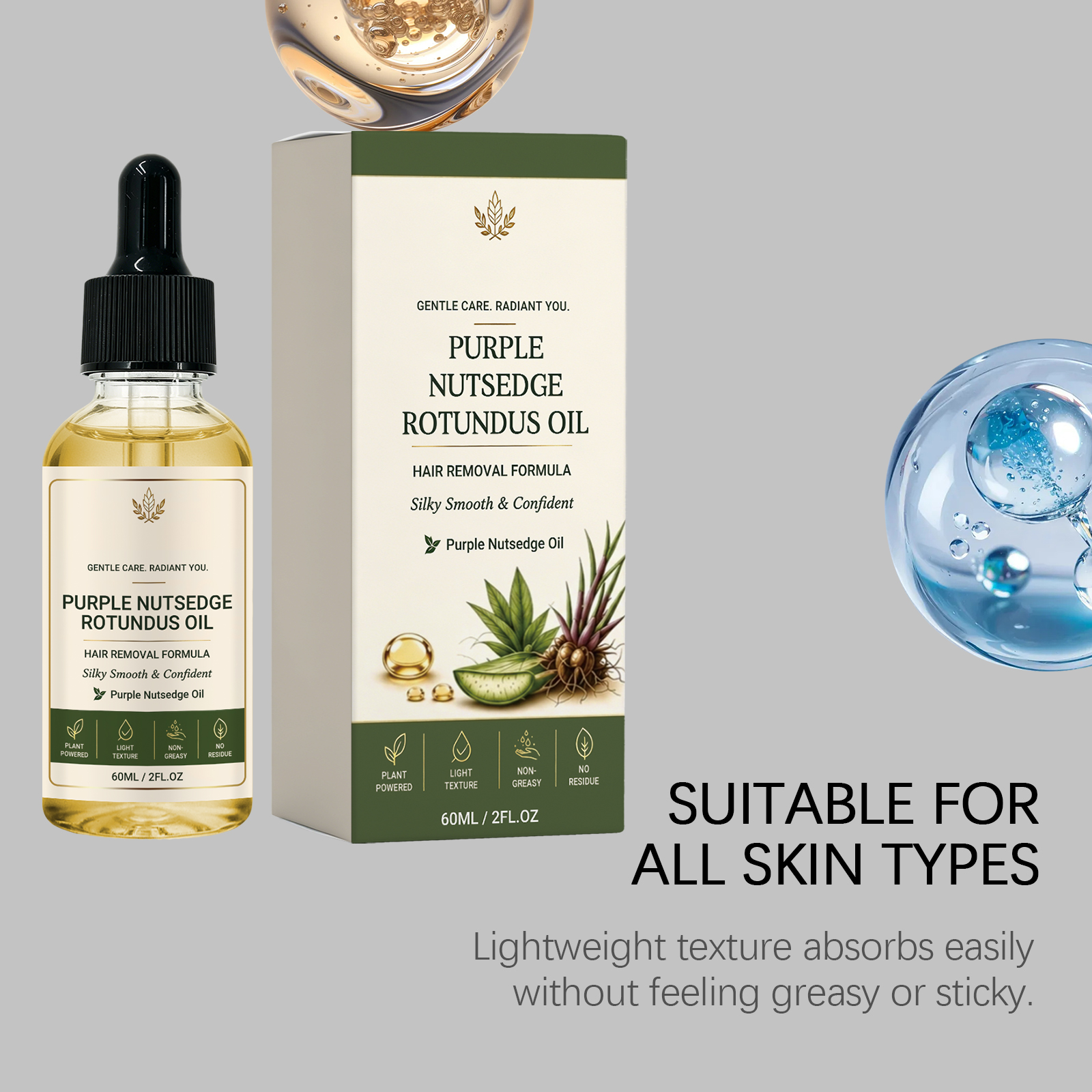 Cyperus Rotundus Care Oil Herbal Mild Fragrance Easy Spread Refreshing Non Sticky Whole Body Skin Daily Moisturizing Body Oil