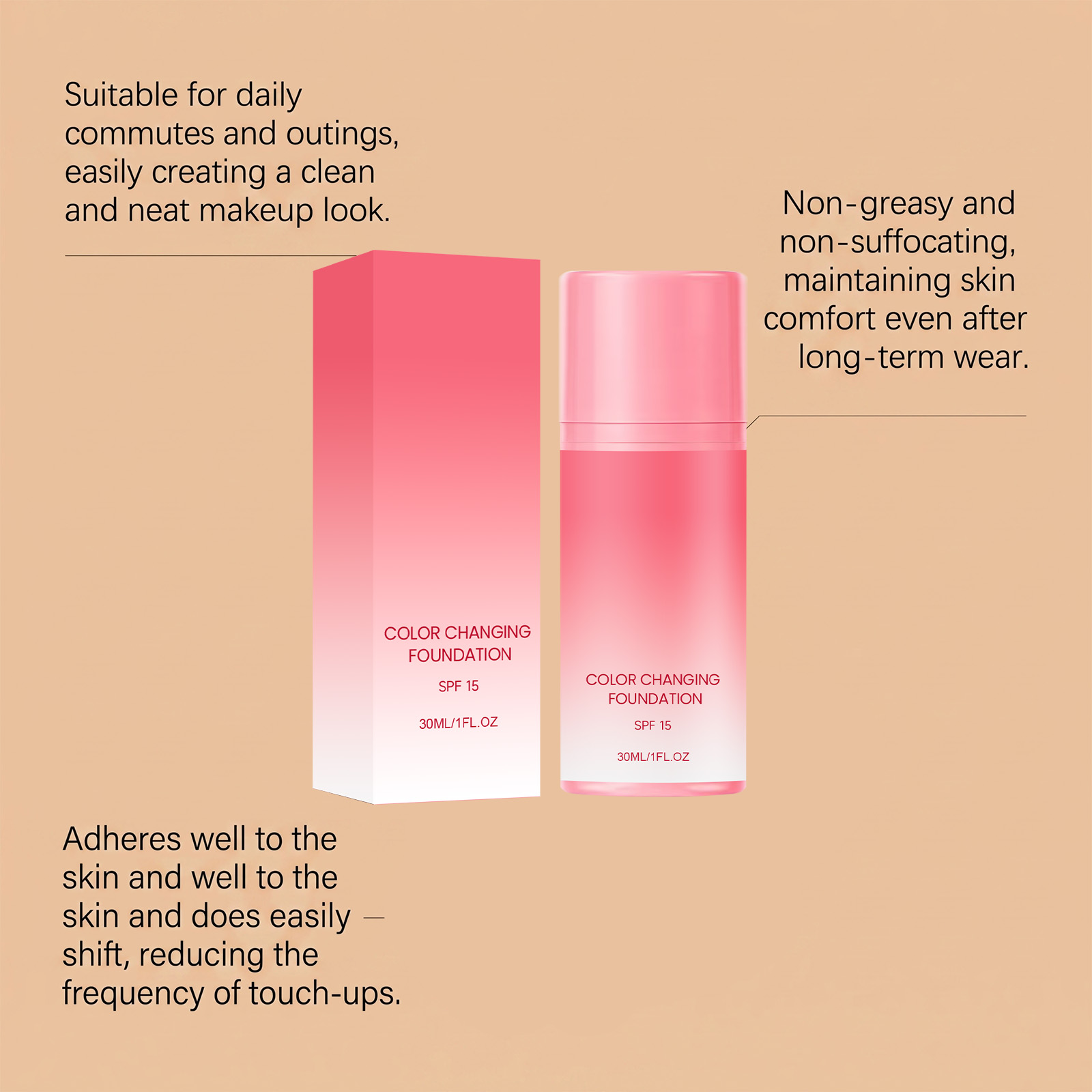 Temperature Change Foundation Skin Adaptive Fit Long Lasting Delicate Easy Spread Natural Sheer Foundation