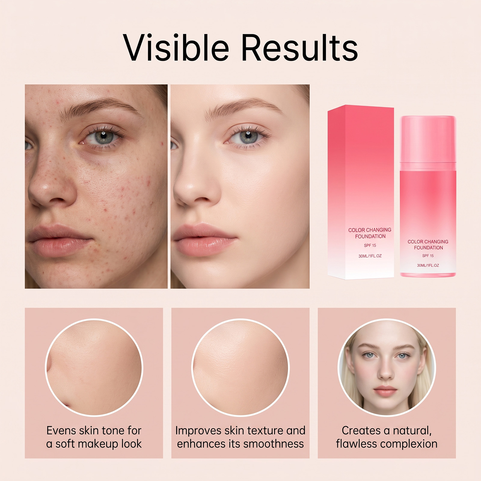 Temperature Change Foundation Skin Adaptive Fit Long Lasting Delicate Easy Spread Natural Sheer Foundation