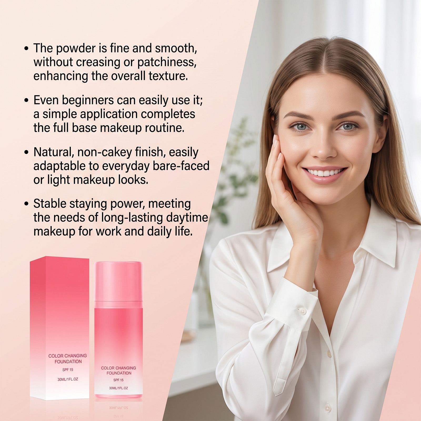 Temperature Change Foundation Skin Adaptive Fit Long Lasting Delicate Easy Spread Natural Sheer Foundation