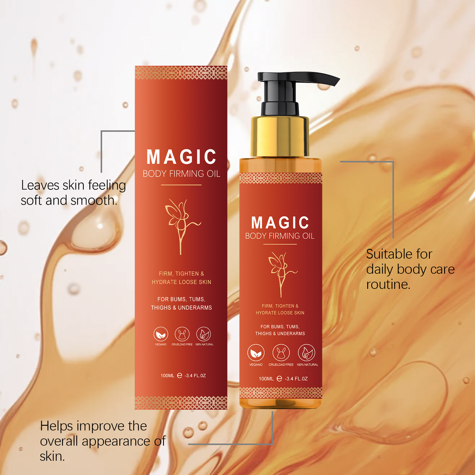 Body Moisturizing Oil Gentle Nourishing Hydrating For Daily Skin Care On External Human Body Skin