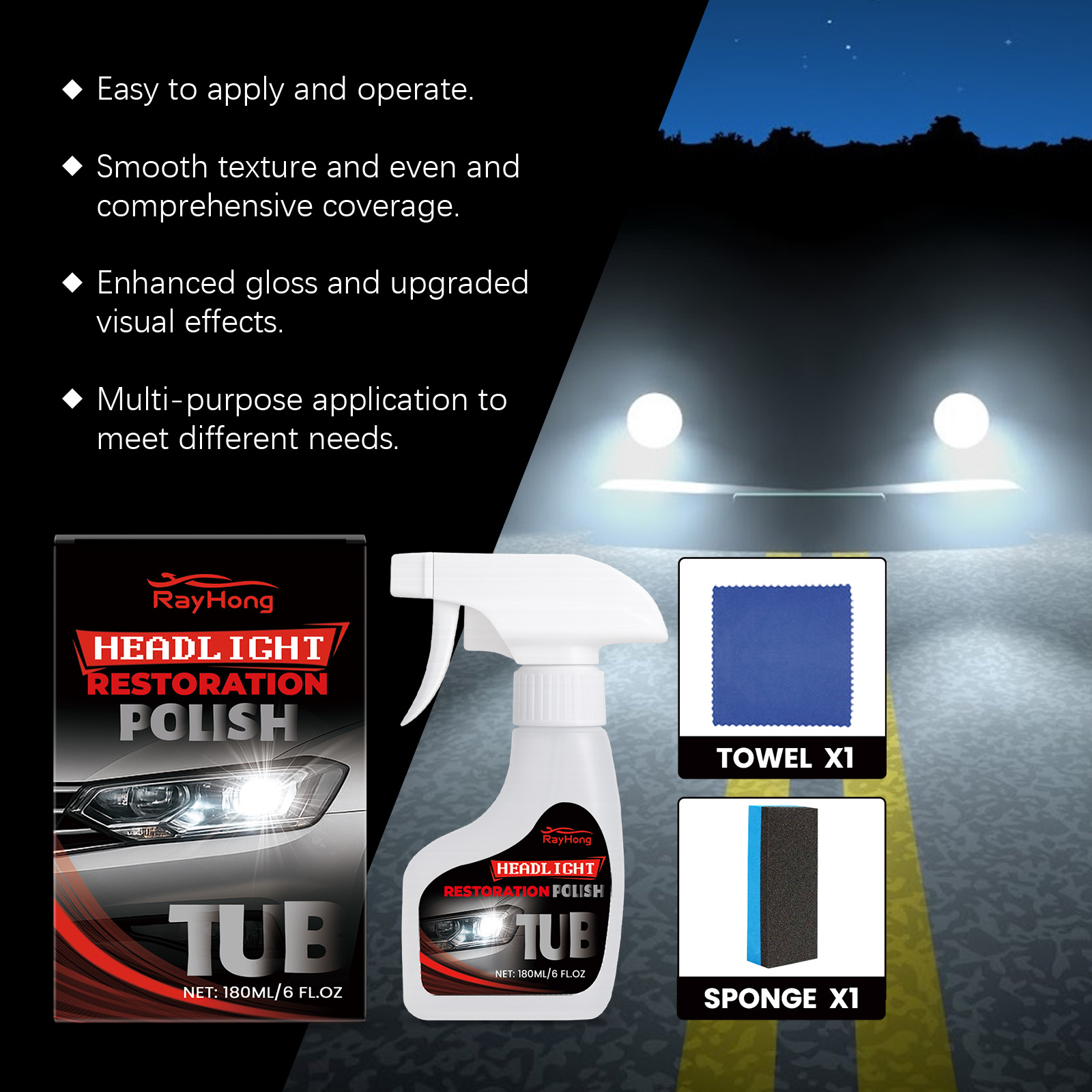 Car Headlight Maintenance Kit For Lamp Surface Oxidation Cleaning Care Brightening Transparent Renovation Set