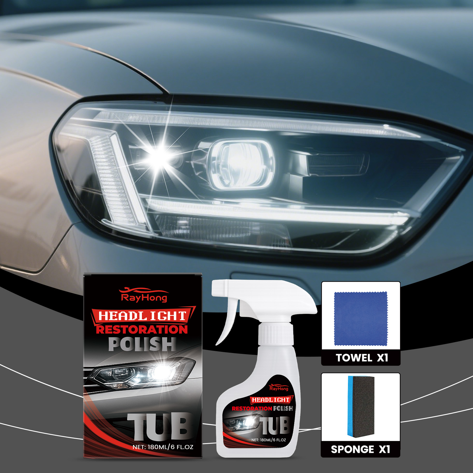 Car Headlight Maintenance Kit For Lamp Surface Oxidation Cleaning Care Brightening Transparent Renovation Set