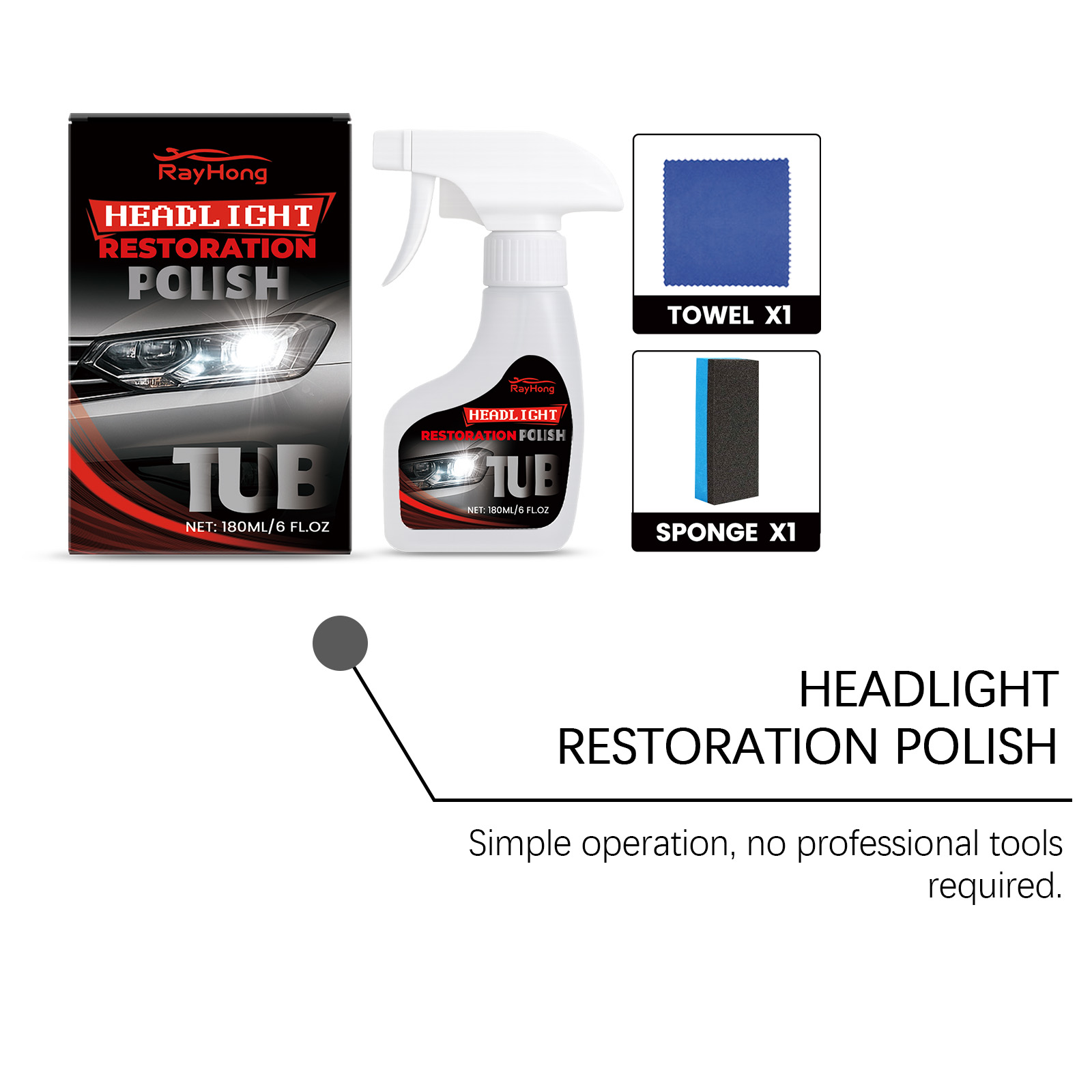 Car Headlight Maintenance Kit For Lamp Surface Oxidation Cleaning Care Brightening Transparent Renovation Set