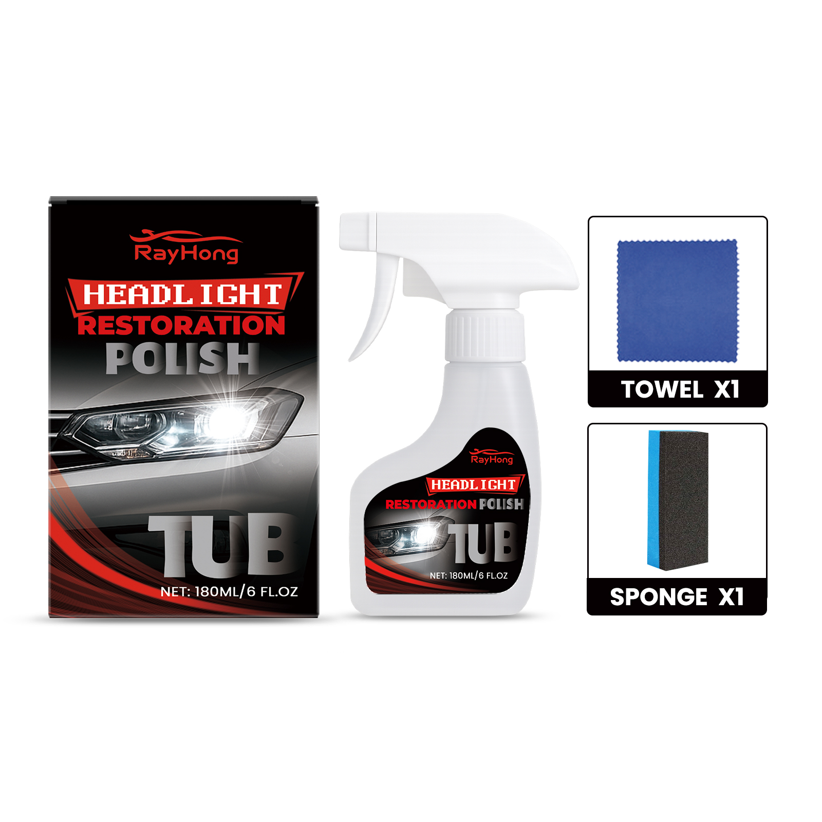 Car Headlight Maintenance Kit For Lamp Surface Oxidation Cleaning Care Brightening Transparent Renovation Set
