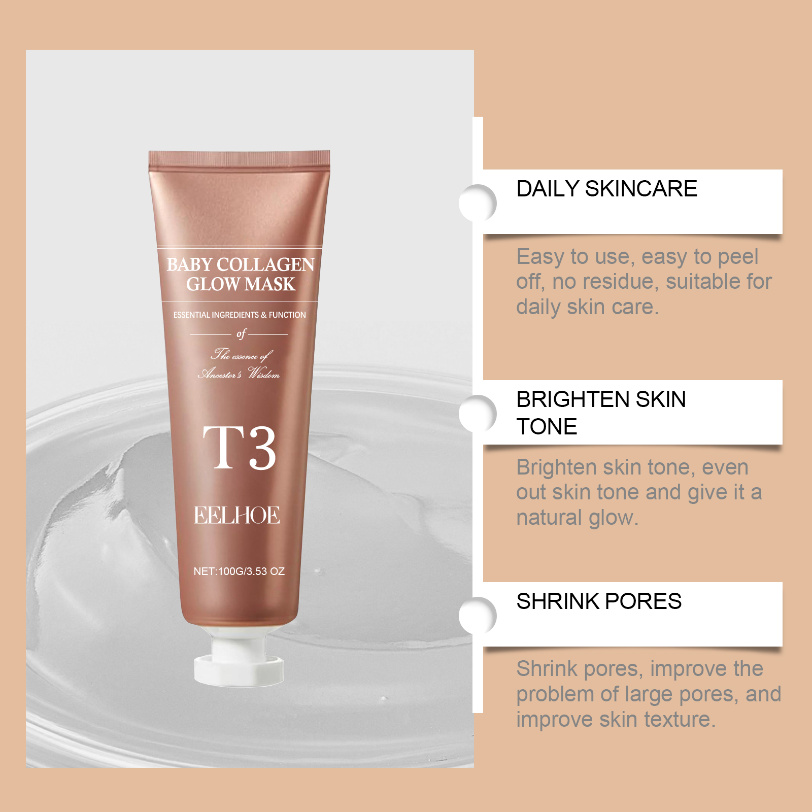 Collagen Peel Off Mask Moisturizing Hydrating Nourishing Anti Wrinkle Brightening Skin Facial Care