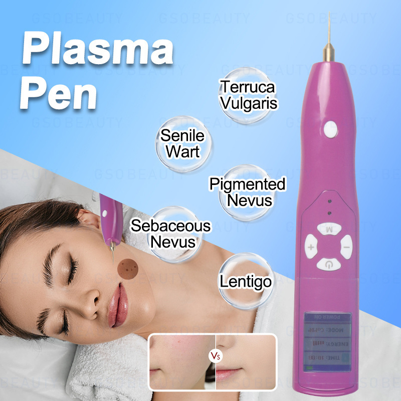 (Purple) Cold Plasma Pen Wrinkle Removal Jet Cold Eyelid Lifting Pen Spot Mole Removal Plus Ozone Plasma Pen Machine for Home