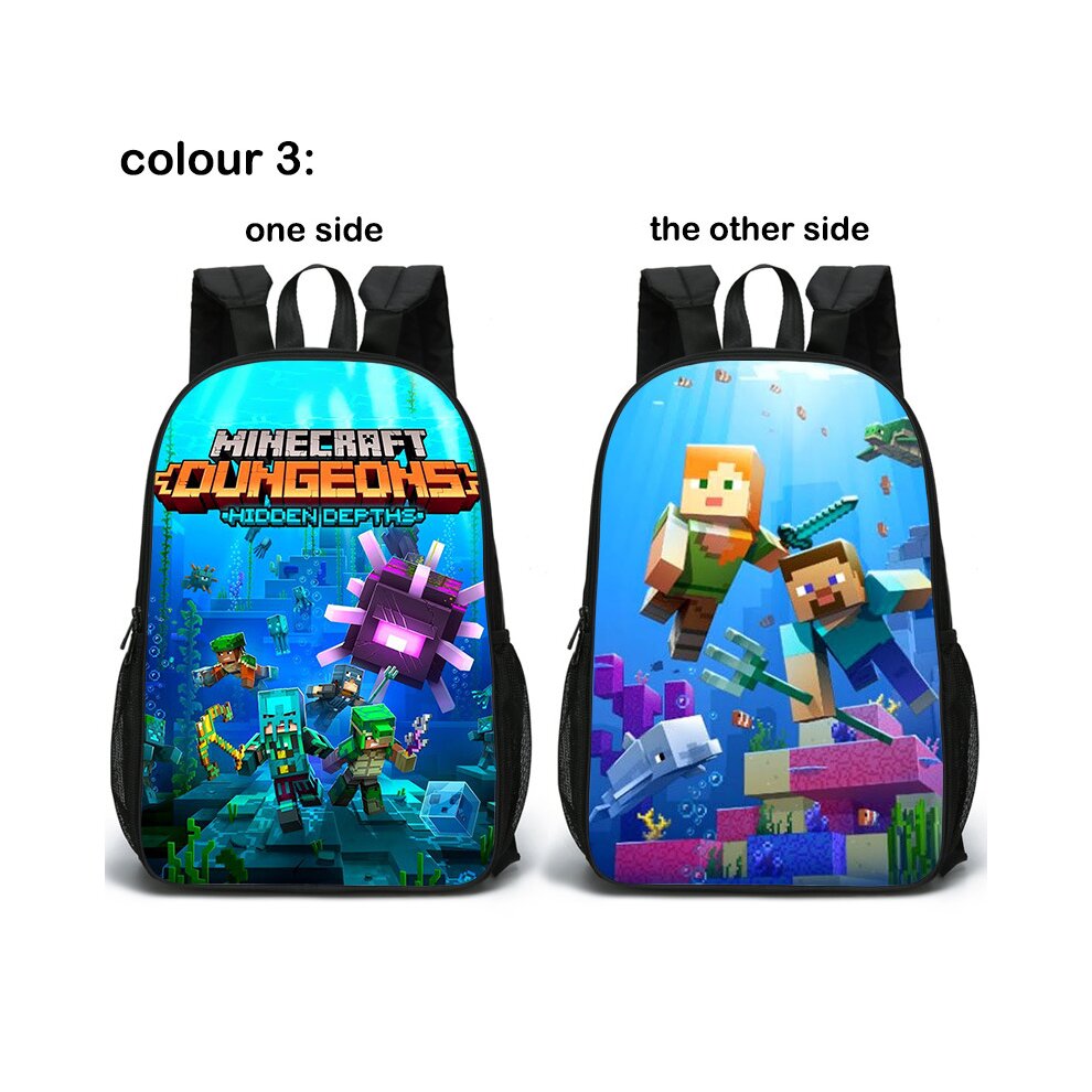 (C3) Minecraft School Bag Double-sided Backpack Kids Gift