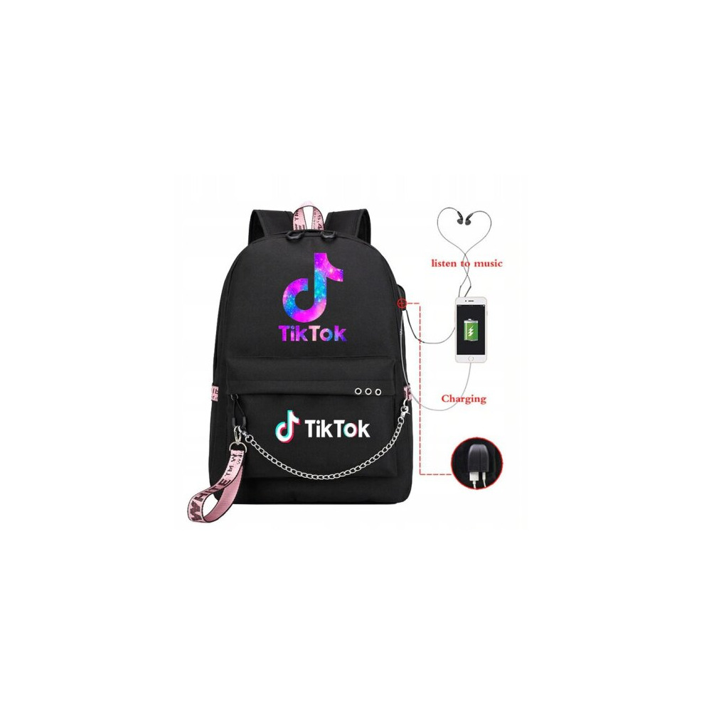 (Black2) Tik Tok Backpack Shoulder Bag Schoolbag Rucksack Boys Girls New Term Gift