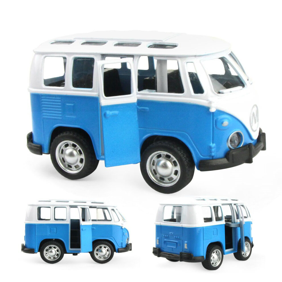 (Beige School Bus) Diecast Metal Pull Back Cars Mini Alloy Cars Toys