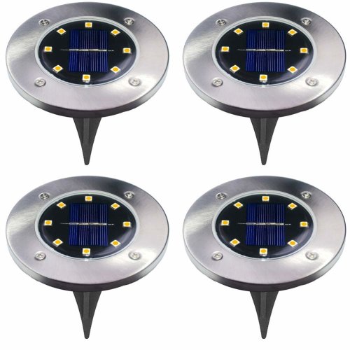 4Pcs 8LED Solar Power Ground Light Floor Deck Outdoor Garden Law Warm White