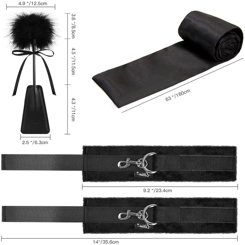 Sex Bondage BDSM Kit for Couple Bed Restraints Set Adult Sex Toys with Hand Cuffs Ankle Cuff Bondage Collection Blindfold Tickler Included Sex Pleasure Devices
