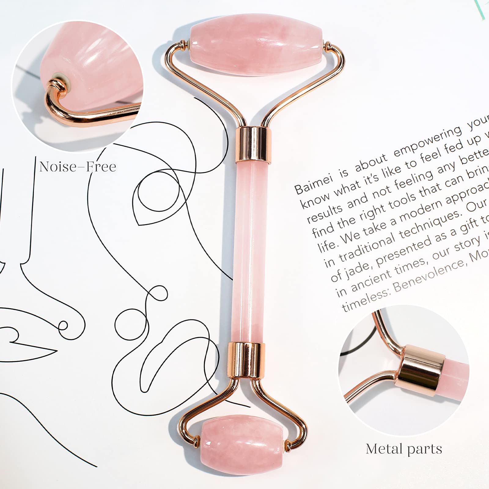 Facial Beauty Roller Skin Care Tools Rose Quartz Massager