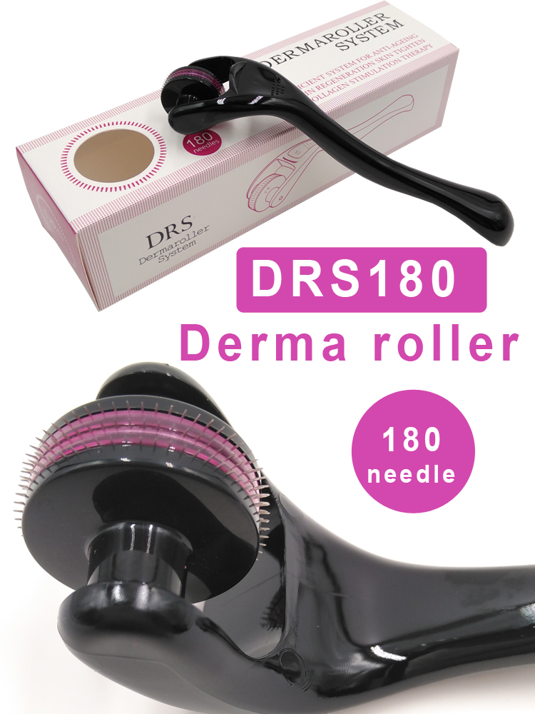 (0.2mm) Derma Microneedle Roller 180 Titanium Micro Needles Rollers Mesotherapy Microagulhamento Therapy Skin Care Tool for Face and Body Remove Light Wrinkles Eye Pouches Black Heads Light Pigmentations