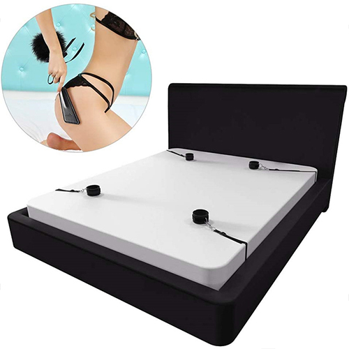 Sex Bondage BDSM Kit for Couple Bed Restraints Set Adult Sex Toys with Hand Cuffs Ankle Cuff Bondage Collection Blindfold Tickler Included Sex Pleasure Devices