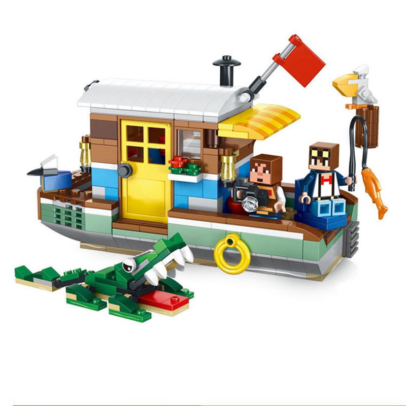 My Villages House Worlds Boathouse Building Blocks Action Bricks Toys for Children Gifts