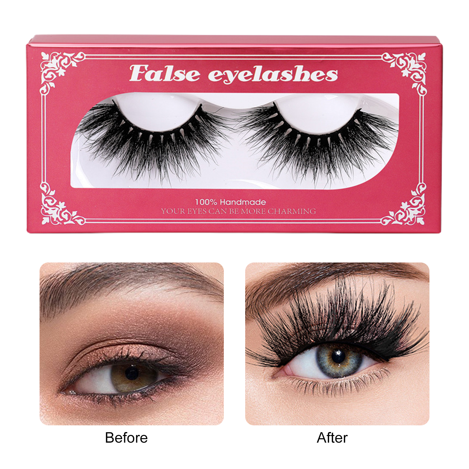 (SF16 Mink Hair) Mink False Eyelashes Extensions Fake Lashes Wispy Curly Fluffy 3D Thick Natural Look Soft Vivid Fashion Party Makeup Tools 10 Pairs Pack