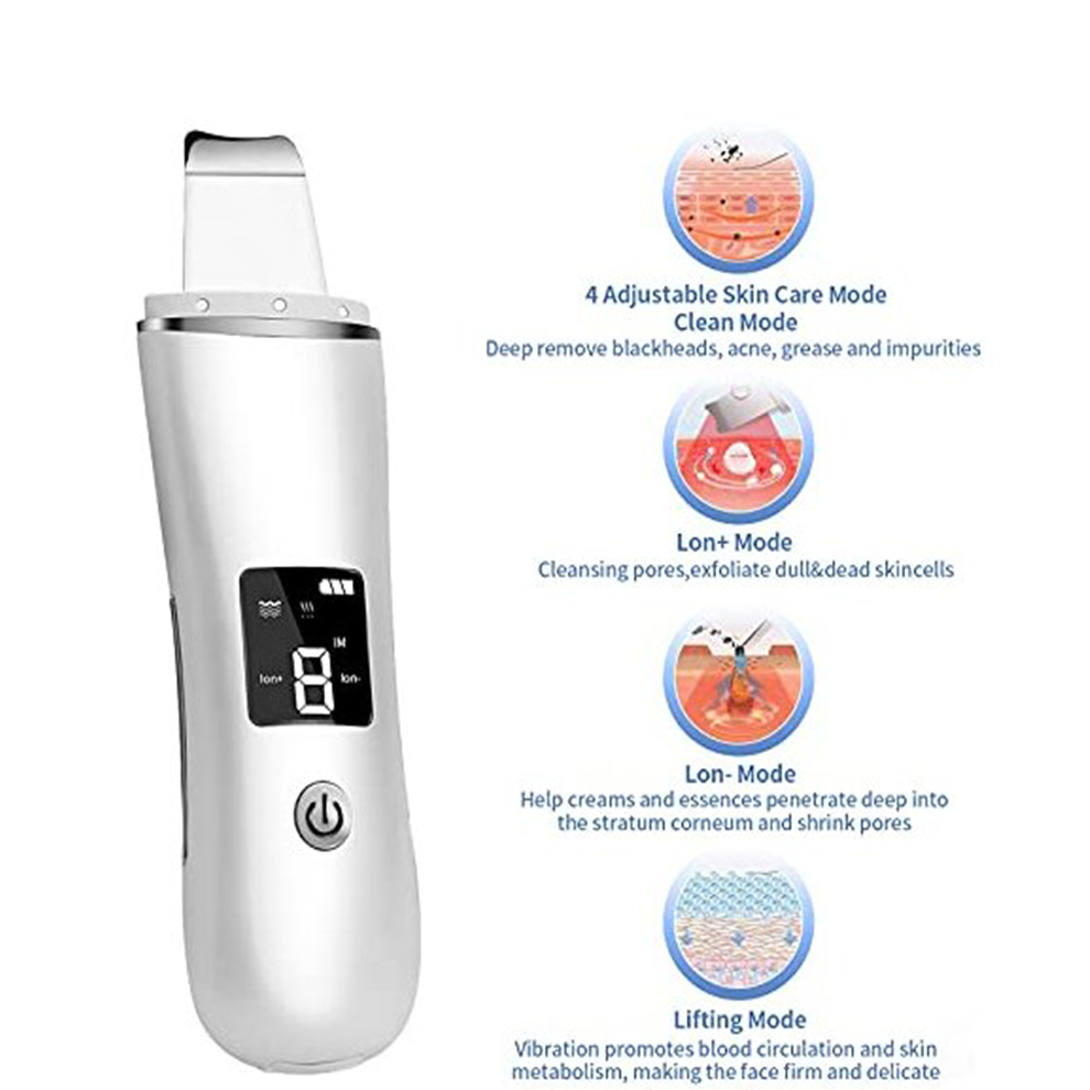 Skin Scrubber Ultrasonic Facial Cleansing Brush Blackhead Remover Pore Vacuum for Face Lifting and Face Massage with 4 Modes Rechargeable