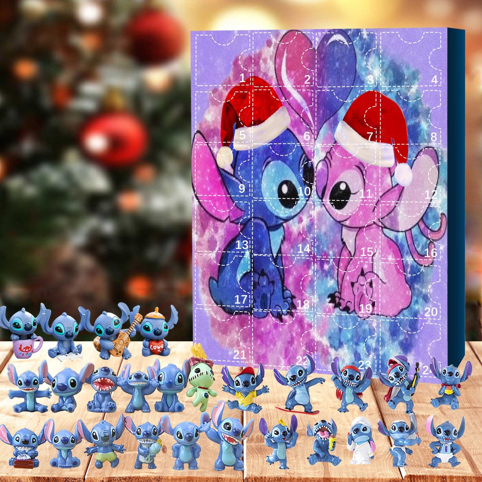 Christmas Advent Calendar for Kids and Adults 24 Days Christmas Countdown 24pcs Stitch Figure Toys Ornament Decorative Toys Kids Gifts