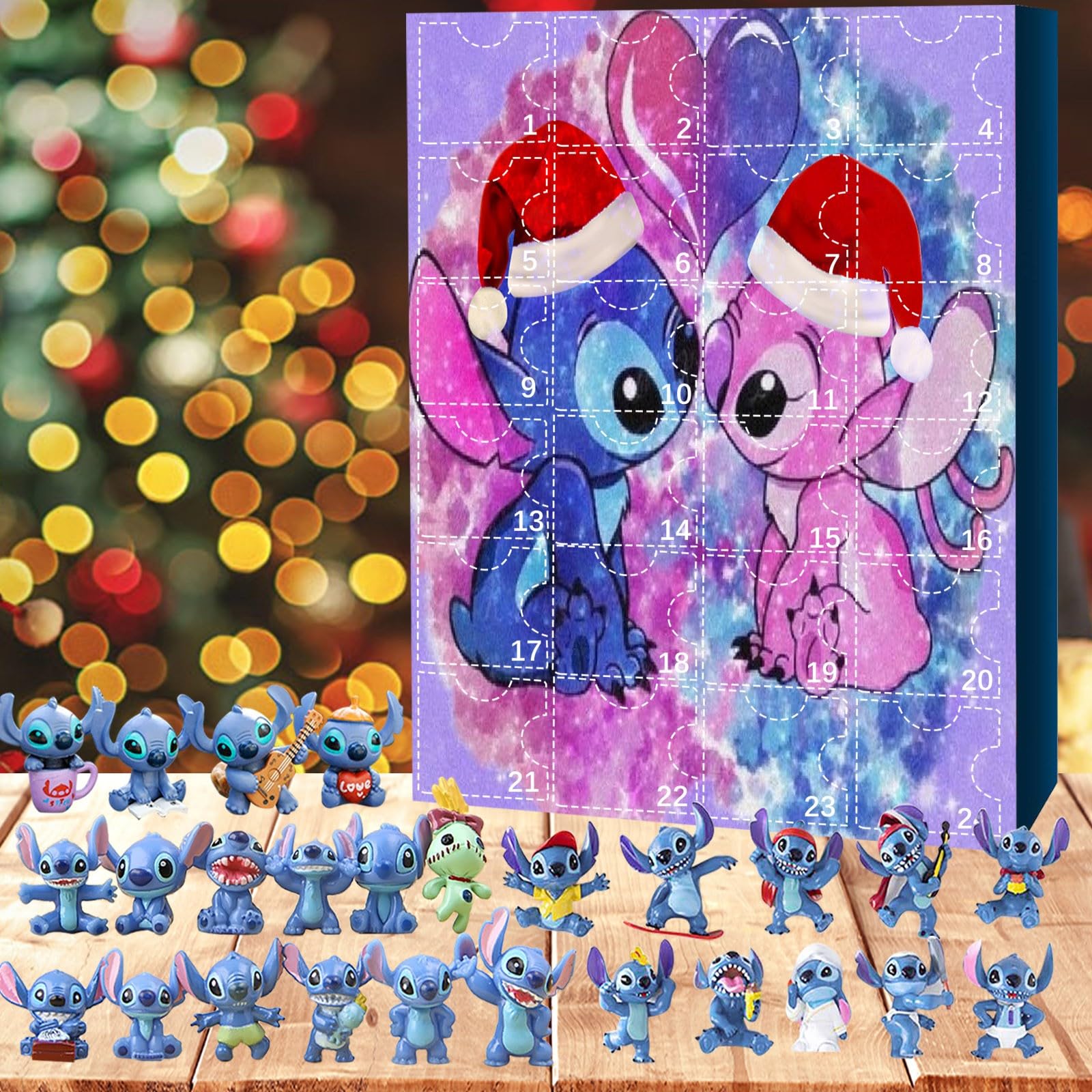 Christmas Advent Calendar for Kids and Adults 24 Days Christmas Countdown 24pcs Stitch Figure Toys Ornament Decorative Toys Kids Gifts