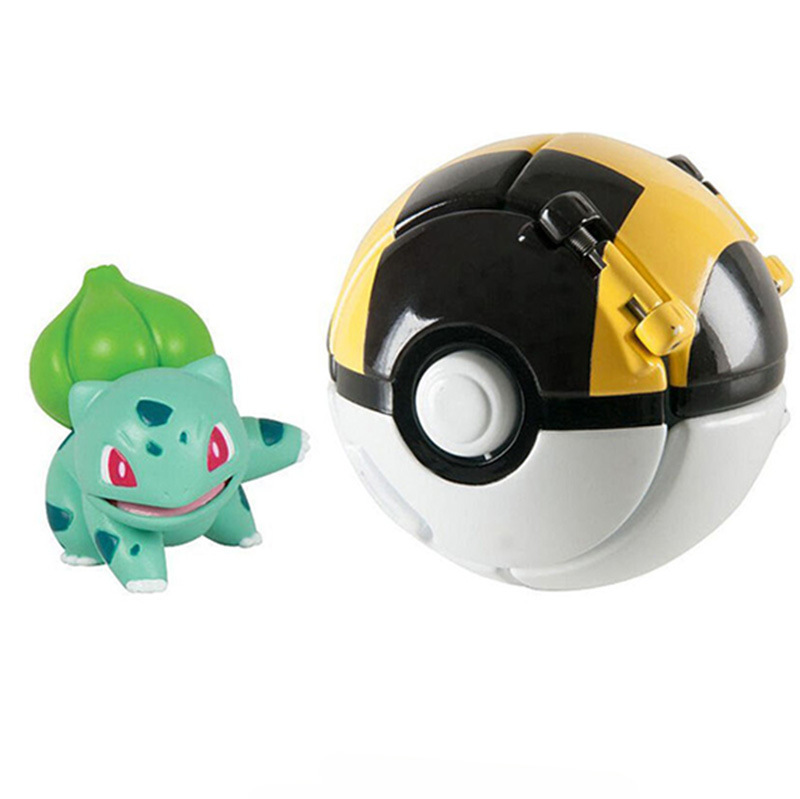 (Pikachu A) Pokemon Ball Toys Action Figures Pikachu Charmander Charizard Squirtle Meowth Bulbasaur Rockruff Abra Cubone Solgaleo Kyogre Groudon Mewtwo Psyduck