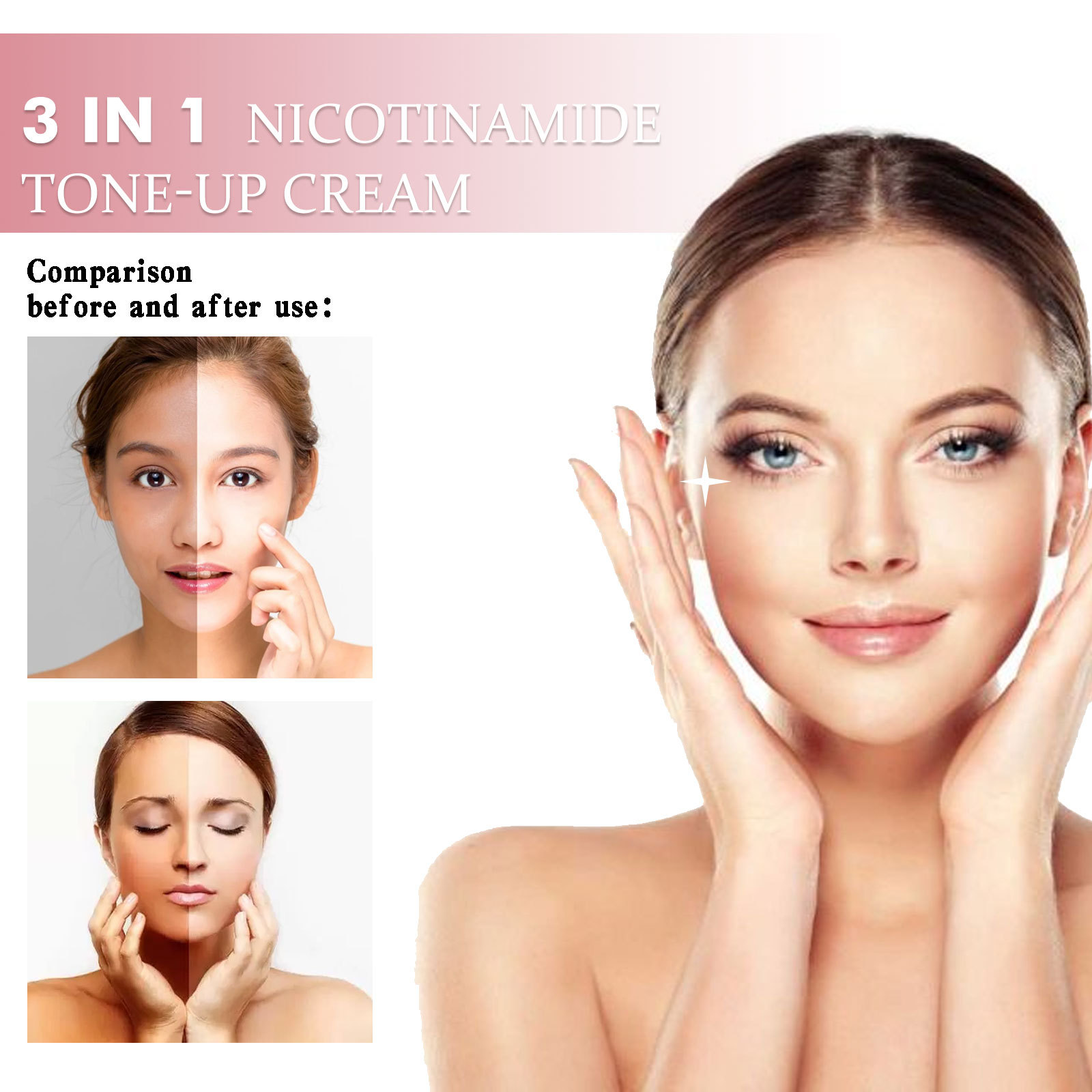Face Cream Hydrating Concealer Translucent Soft Focus Skin Tinting Cream 3 in 1 Nicotinamide Brightening Tone-Up Plain Makeup Delicate Nature