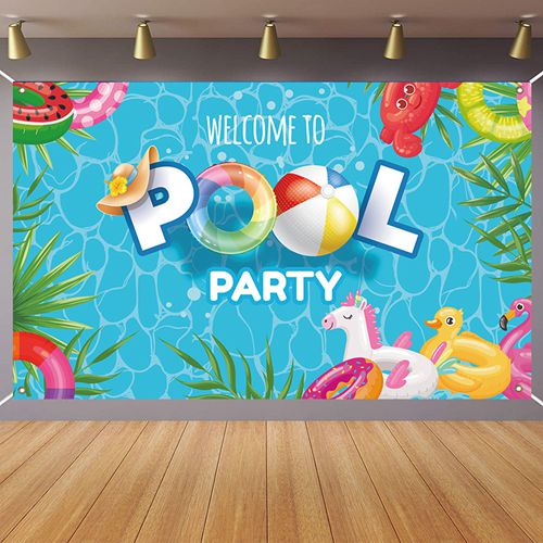 Happy Birthday Banner Pool Party Banner for Pool Party Decorations Pool Birthday Party Decorations Sign