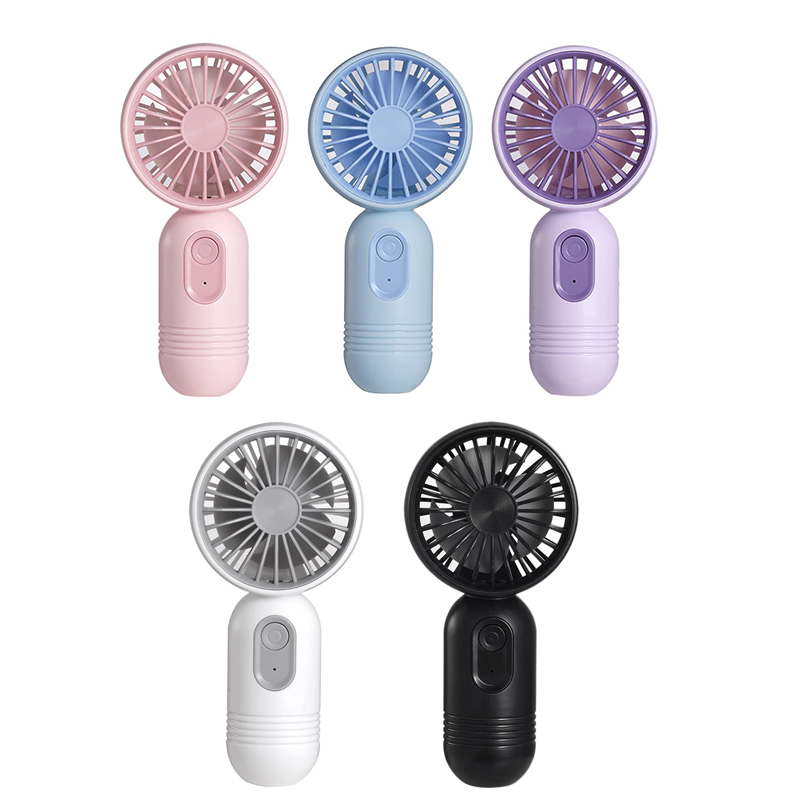 (Blue) Cute Handheld Fan Battery Operated Lightweight Small Personal Fan with 3 Speeds USB Rechargeable