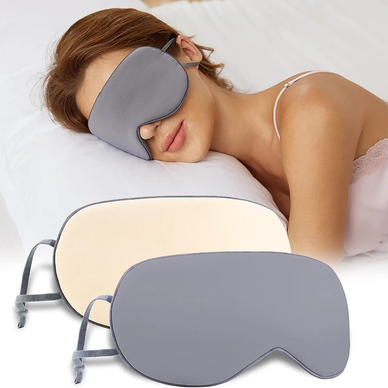 (Grey) Sleep Eye Mask Shading Relief Eye Fatigue Double-Sided Available Breathable Blindfold Eye Patch Eyeshade Protable Unisex