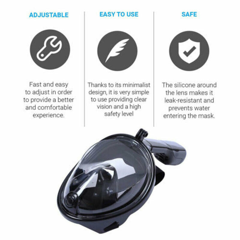 (Blue S~M) Snorkel Mask Adult Kids Swimming Snorkel Set Full Face Anti-Fog Diving Mask Shallow Water