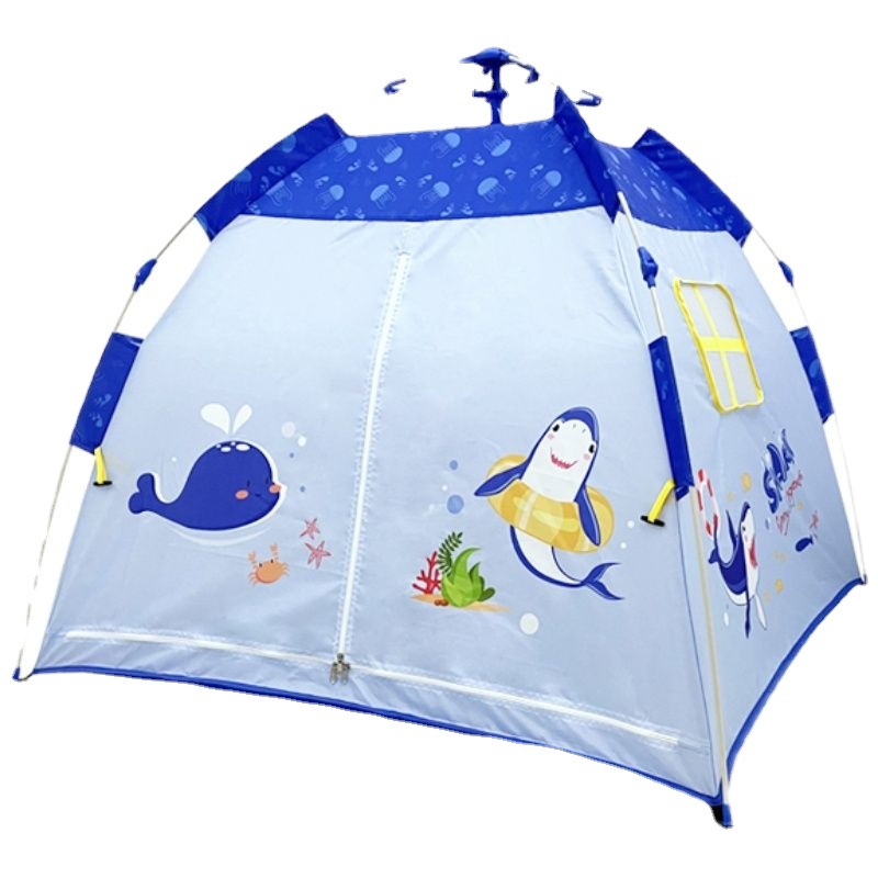 Cute Shark Themed Childrens Playhouse Tent Automatic Pole Speed-Open Indoor/Outdoor Tent