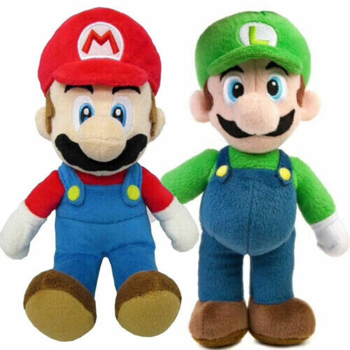 2Pcs Mario+Luigi Super Mario Bros Plush Doll Mario Luigi Soft Toy