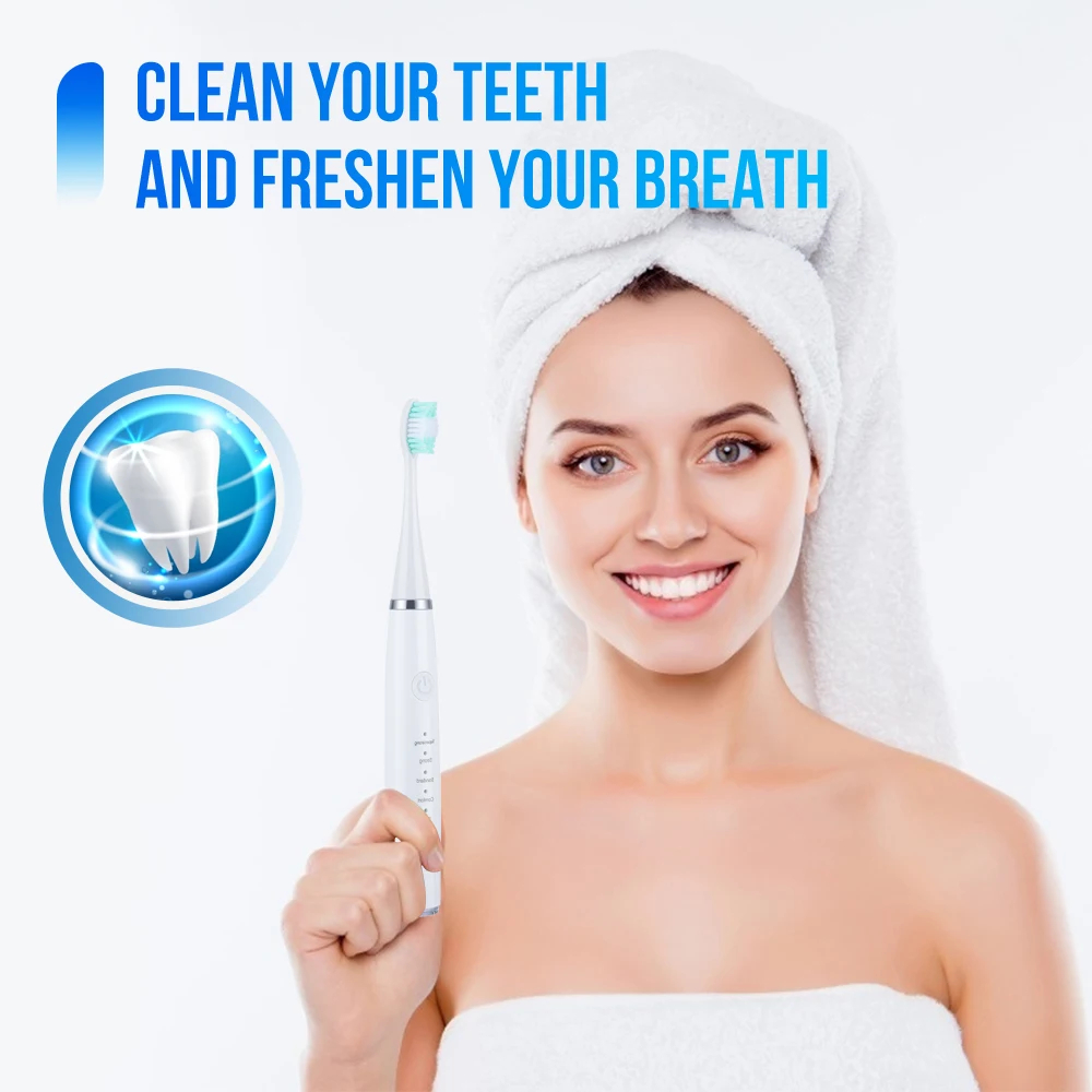 (Black) 6 in 1 Ultrasonic Dental Cleaner Scaler Dental Tartar Remover Electric Toothbrush Sonic Teeth Plaque Cleaner Tooth Cleaner