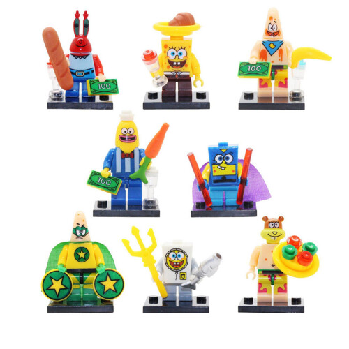 8PCS SpongeBob Series Minifigure Fit Lego Building Block Toy