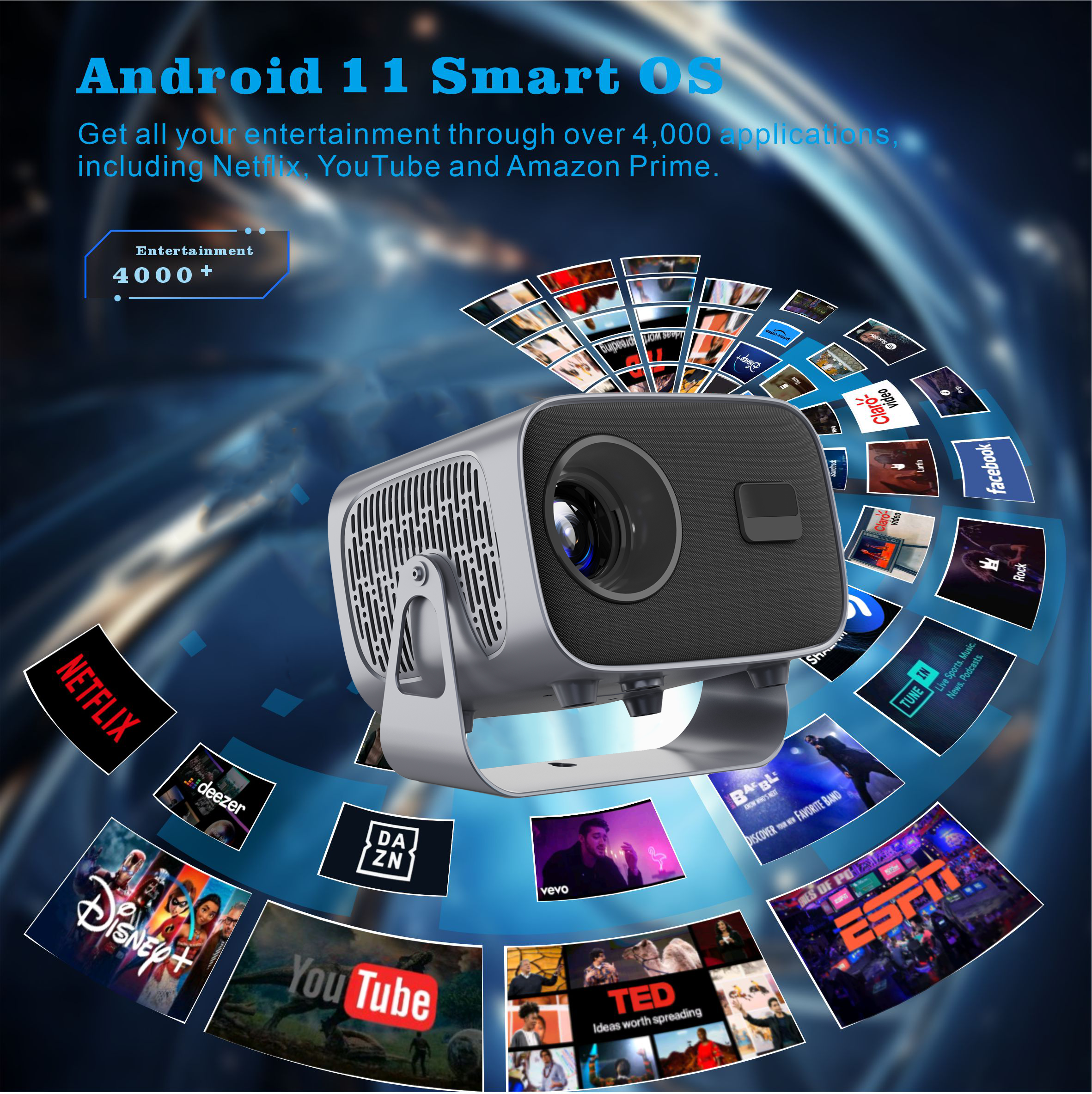 Portable Mini Projectors Full HD 1080P Projector 4K Smart Android IOS WiFi LED Video Movie Projector LED Home Theater Cinema Beamer