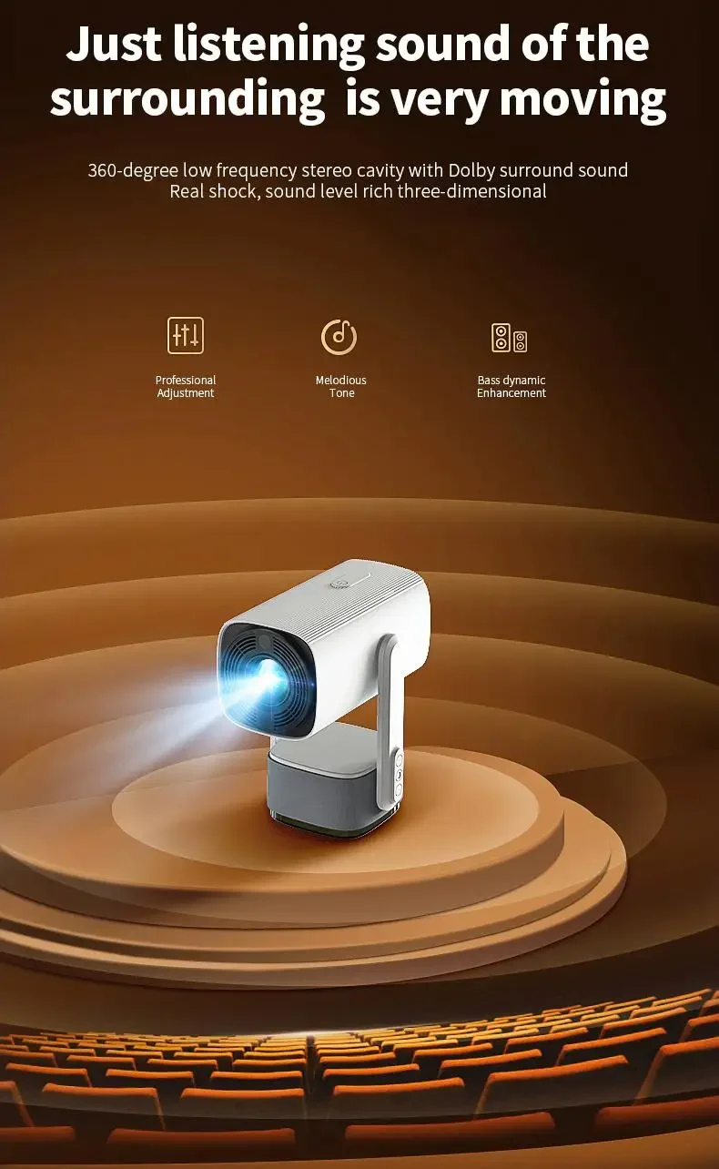 Mini Projector Smart Outdoor Projector Android Wifi Bluetooth 4K 1080P HD Home Cinema Theater Outdoor Projector Built-in Battery Auto Focus