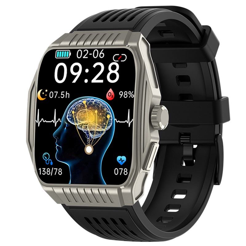 (Black) Smart Watch Sleeping Aid Cross-Border Multi-Function Heart Rate Blood Pressure Monitor Bluetooth Call SOS Feature