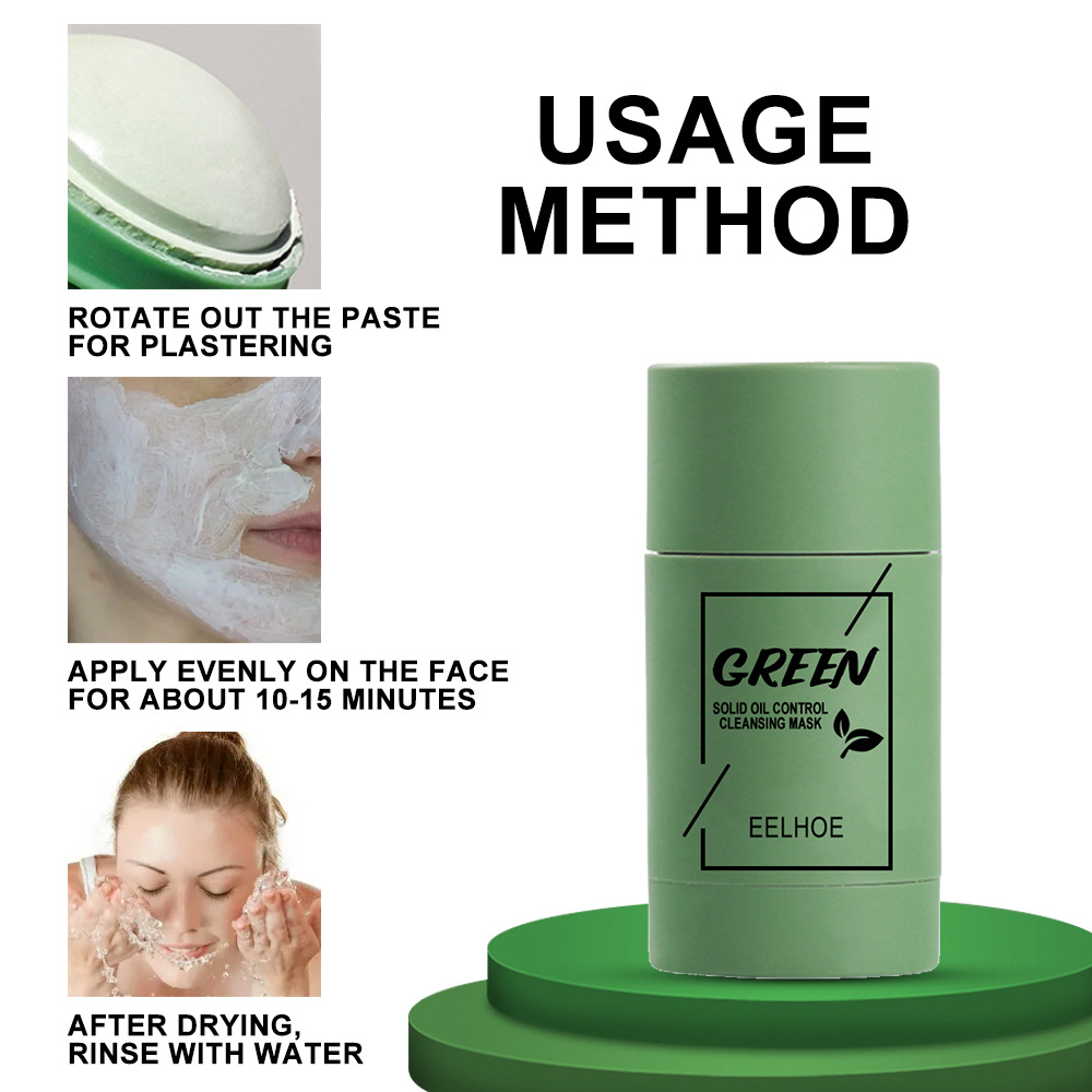 (Vitamin C) Green Tea Eggplant Cleansing Solid Face Mask Stick Hydrating Firming Cleans Pores Remove Blackhead Oil Control Moisturizing Beauty Skin Care Tools