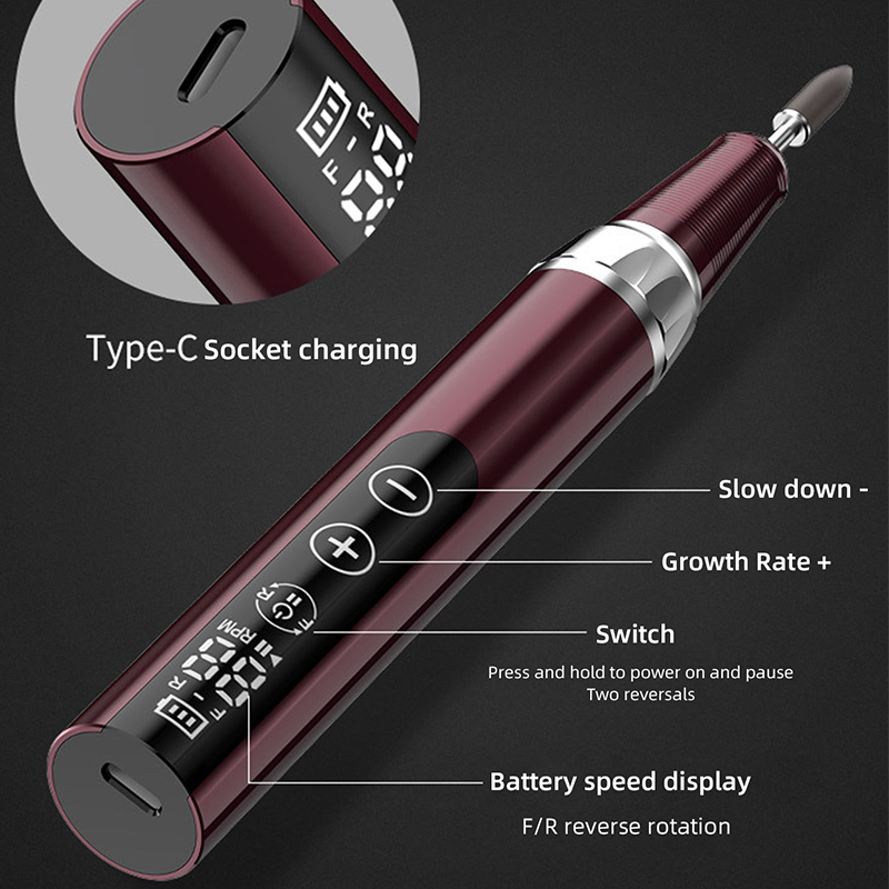 Wireless Nail Drill Pen USB Nail File Polishing Pen Rechargeable Nail Drill Machine Portable