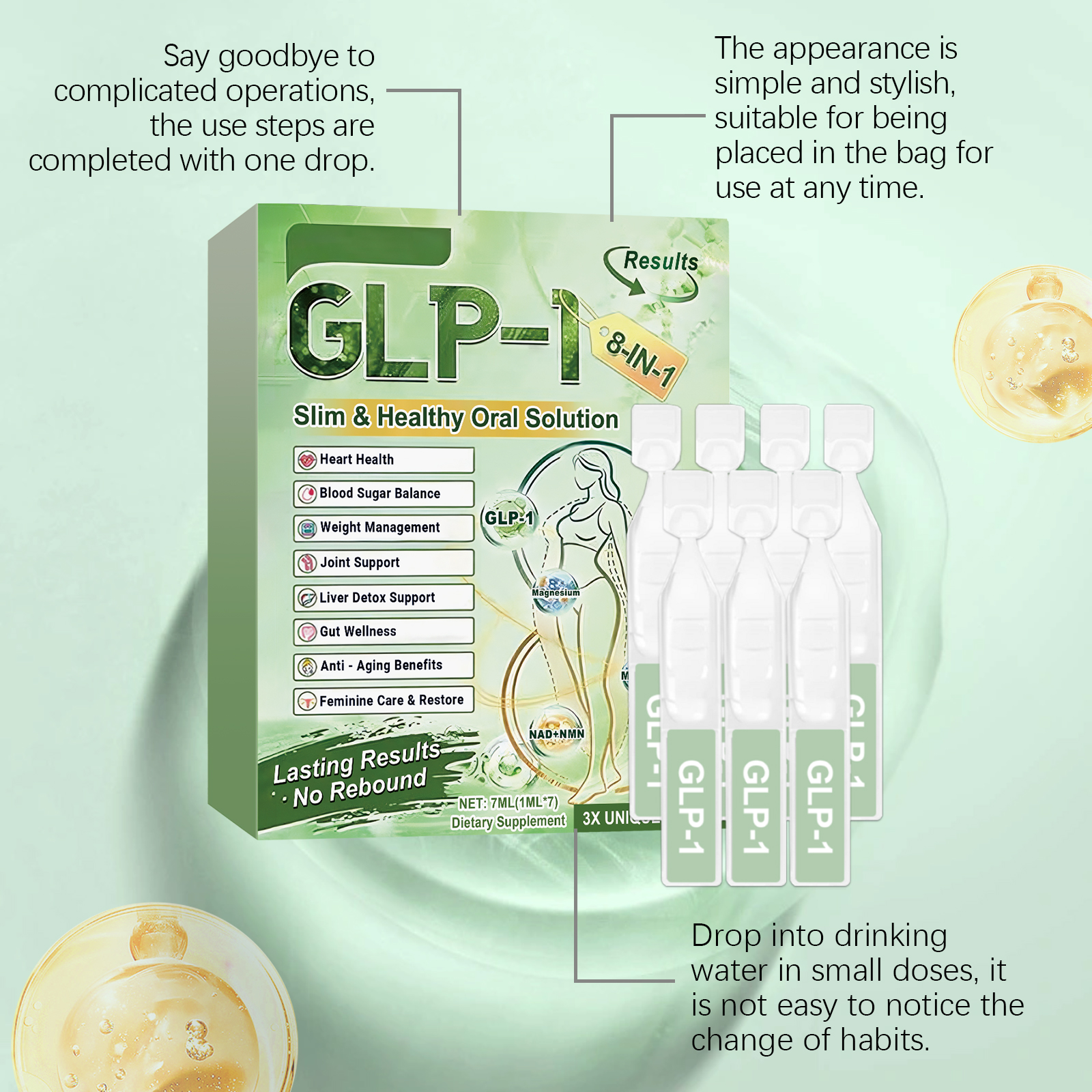 8-IN-1 GLP-1 Health Solution Oral Liquld  Slimming Restores Body Curve, Farewell to Fat Body Shaping Oral Solution