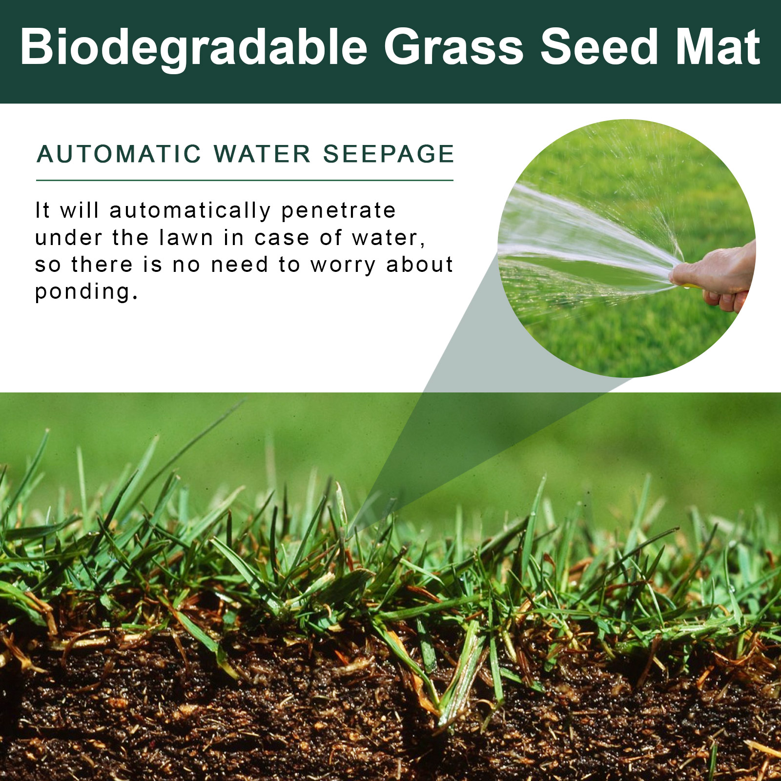 0.2x3m Grass Seed Mat Biodegradable Seed Starter Mat Gardening Planting Turf Carpets Home Yard Lawn Decoration Supplies