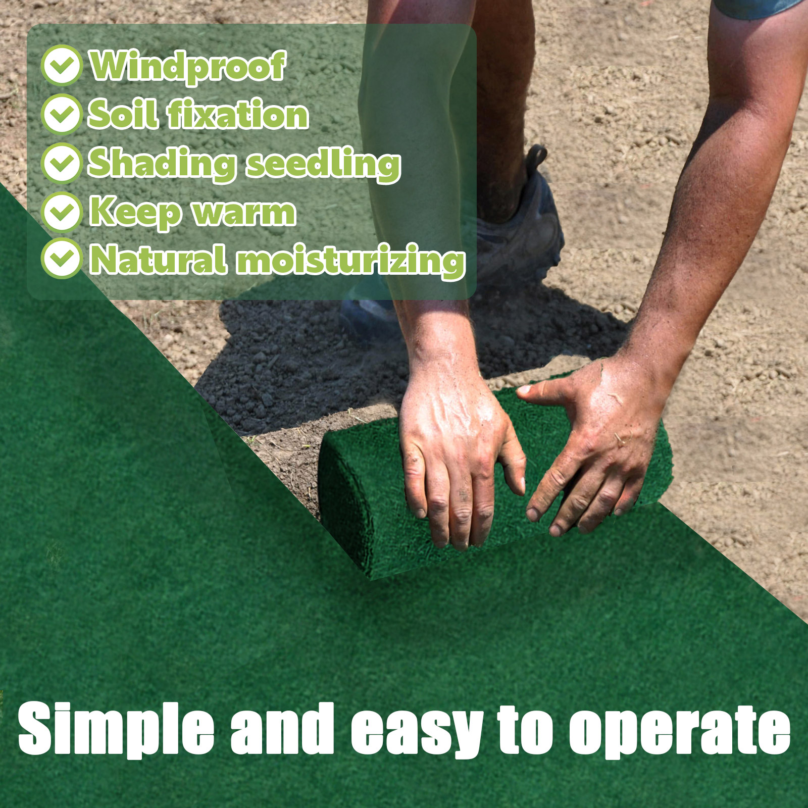 0.2x3m Grass Seed Mat Biodegradable Seed Starter Mat Gardening Planting Turf Carpets Home Yard Lawn Decoration Supplies