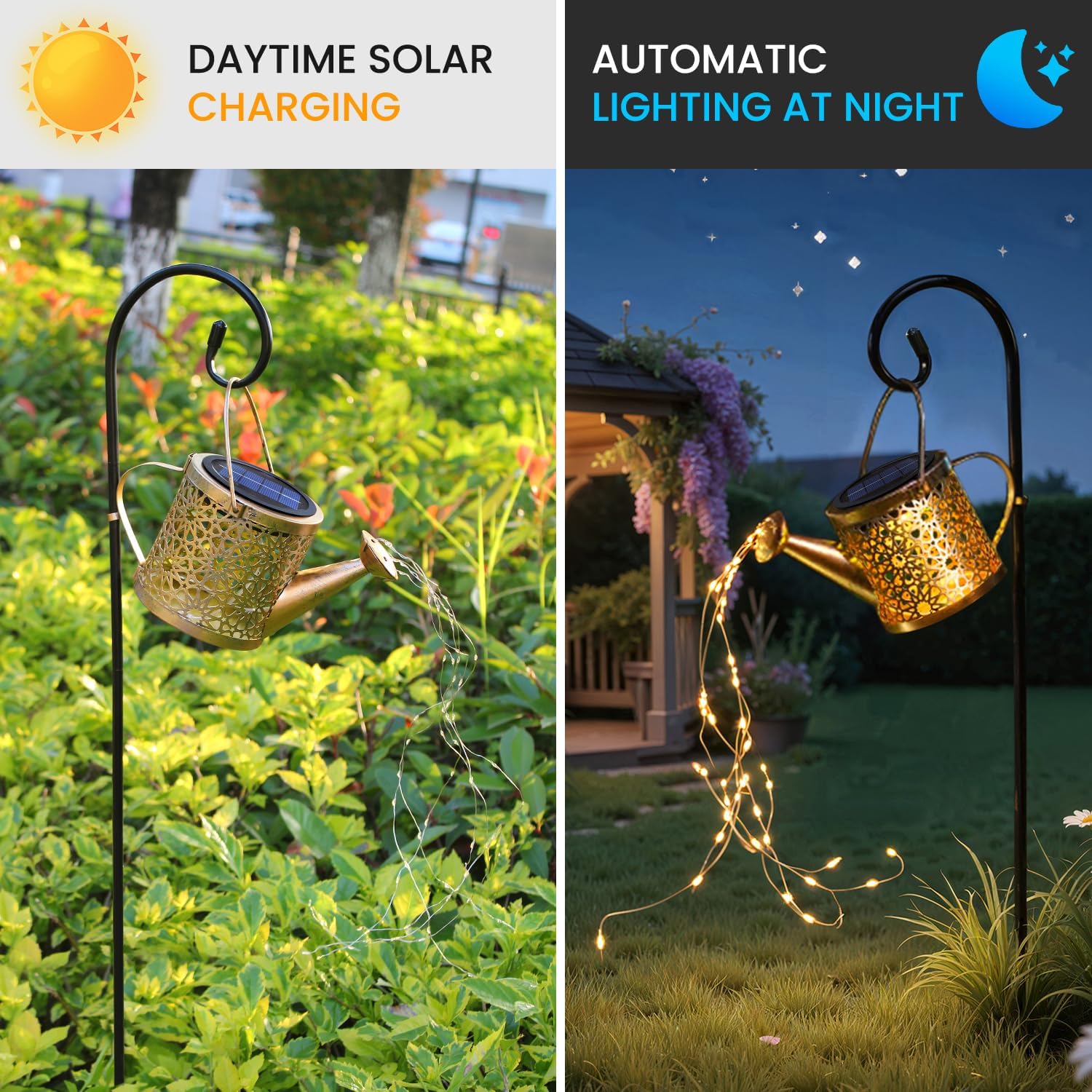 Solar Watering Can Lights Outdoor Garden,Waterproof Led Hanging Metal Lantern with Fairy String Light,Garden Ornaments for Yard Lawn Pathway Patio Decor 
